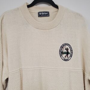 Maine Sable Oaks Sweater Men's L Cream Knit Cotton Preppy Golf Old Money McBriar